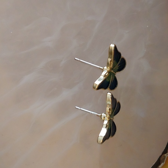 Butterfly EARRINGS ENAMEL  COAT and  925S post - Picture 2 of 5